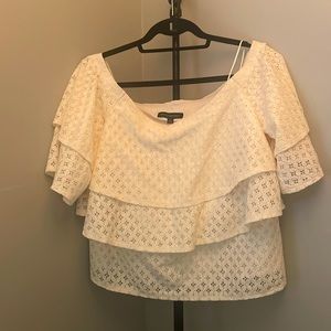 Banana Republic cream off-the-shoulder eyelet blouse